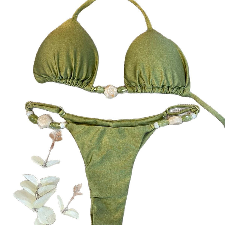 Dame Triangel-Bikini med elegante perledetaljer Stilla