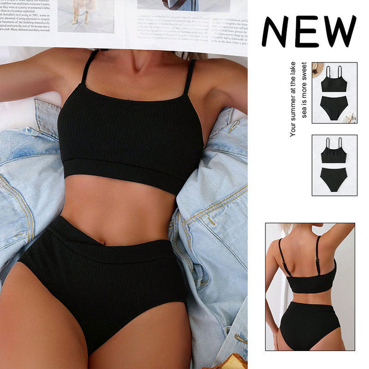 Dame Crop-Top Bikini med høj talje Skovae