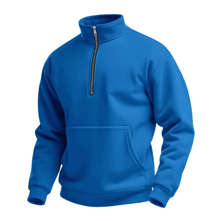 Herrer sporty fleece-pullover med lynlås og lommer Stilla