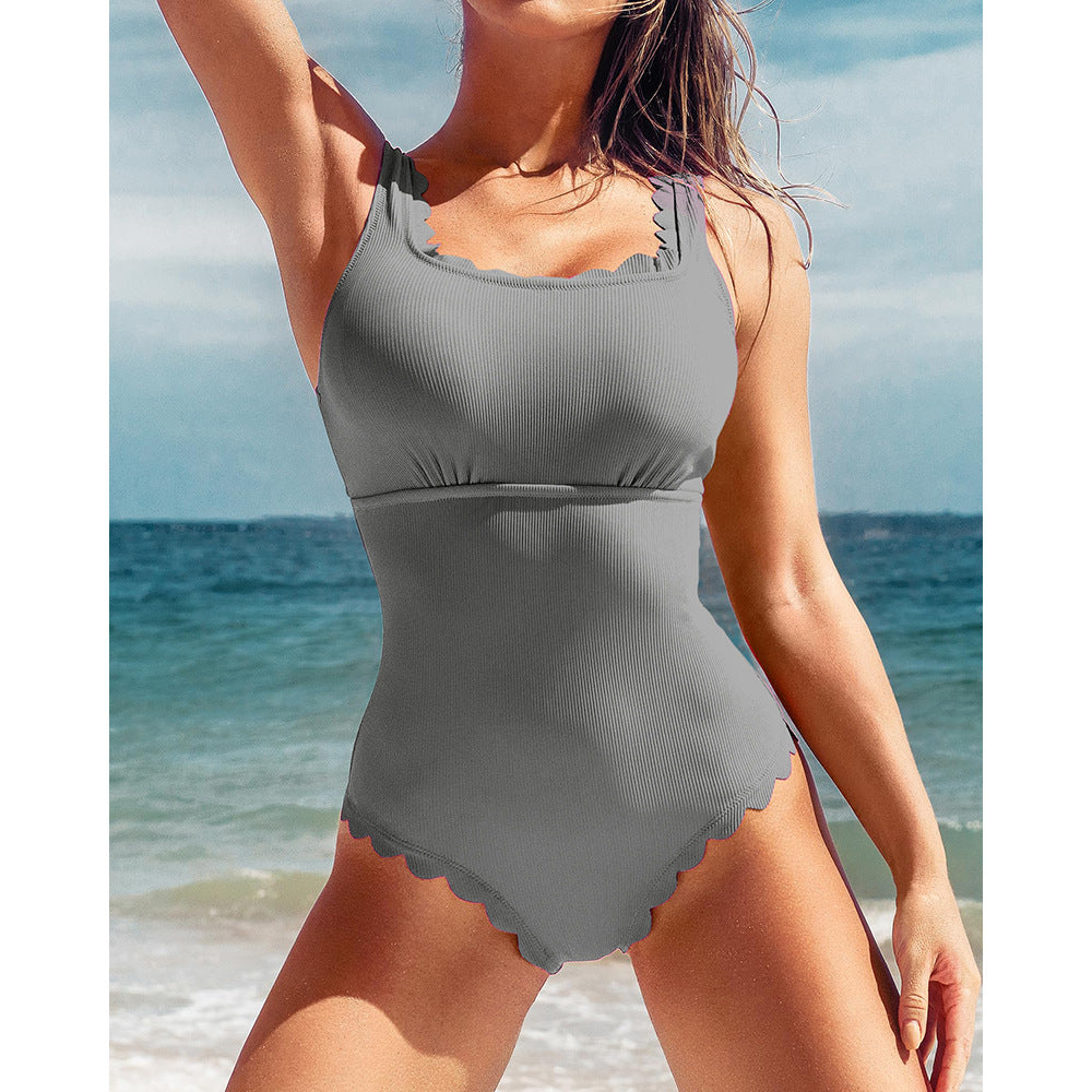 Dame bølget design ribbet one-piece badedragt Stilla