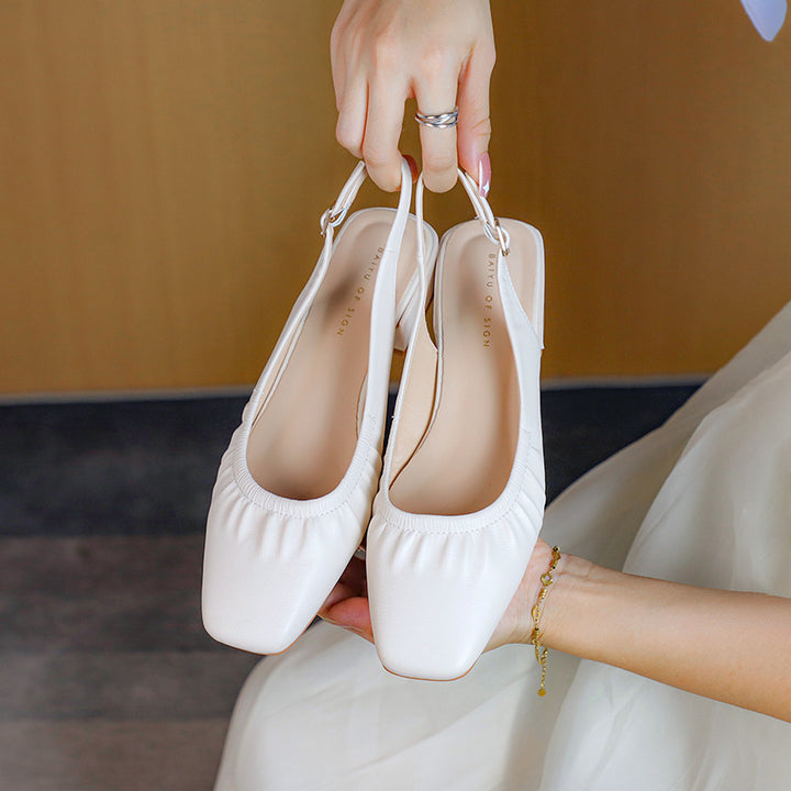 Kvinder Slingback Low-Heel Ballerinas med foldet design Stilla