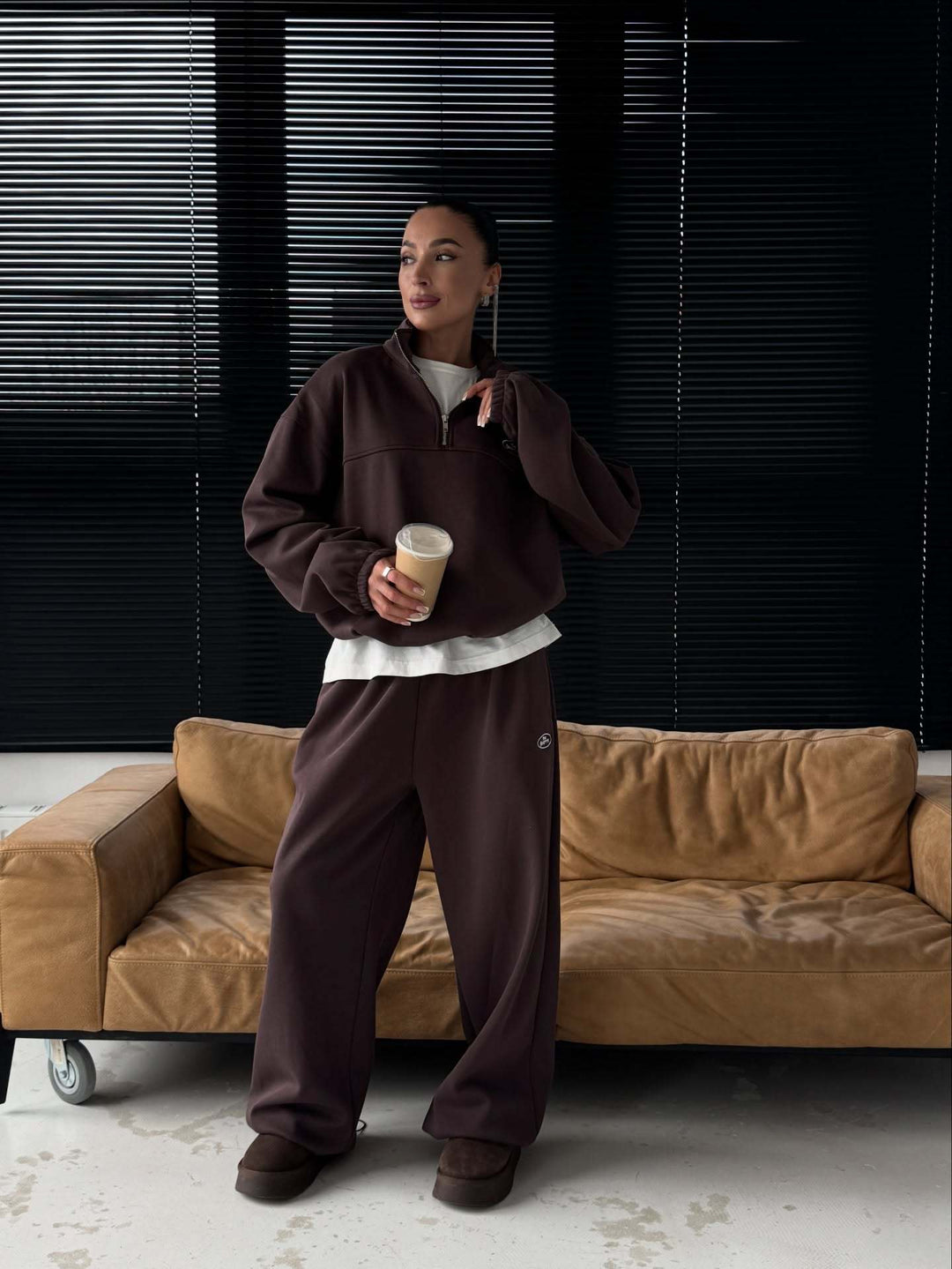 Kvinders afslappede hoodie med halvlukning og brede ben Stilla