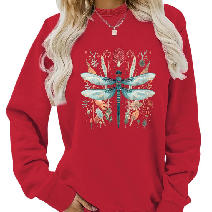Kvindernes sweatshirt med unikt sølvflueprint og botanisk design Stilla