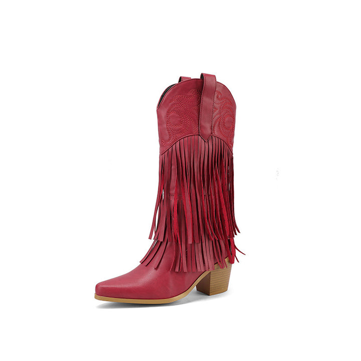 Femme Udsmykket Frynser Western Cowboy Støvler Stilla