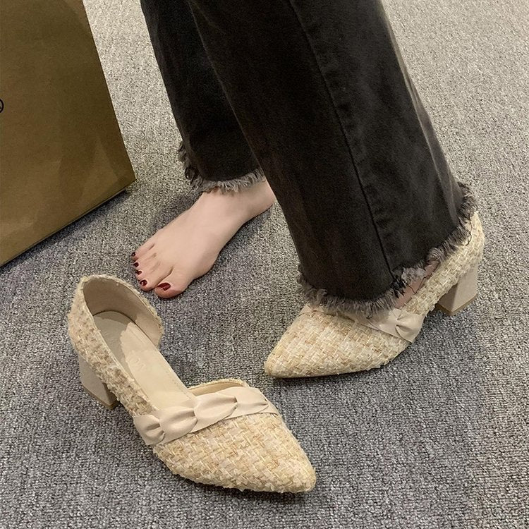 Dame Elegant Pumps med struktureret overdel og moderigtigt bue-detalje Stilla