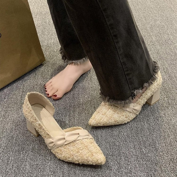 Dame Elegant Pumps med struktureret overdel og moderigtigt bue-detalje Stilla