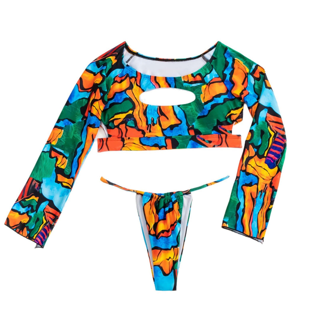 Dame Crop-Top Bikini med lange ærmer og moderigtigt udskæring Skovae