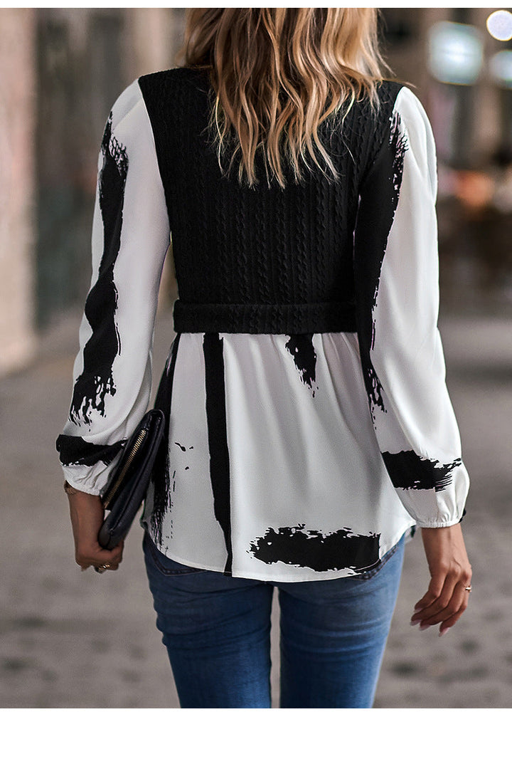 Stilla | Afslappet O Hals Langærmet Fit Flare Top Bluse