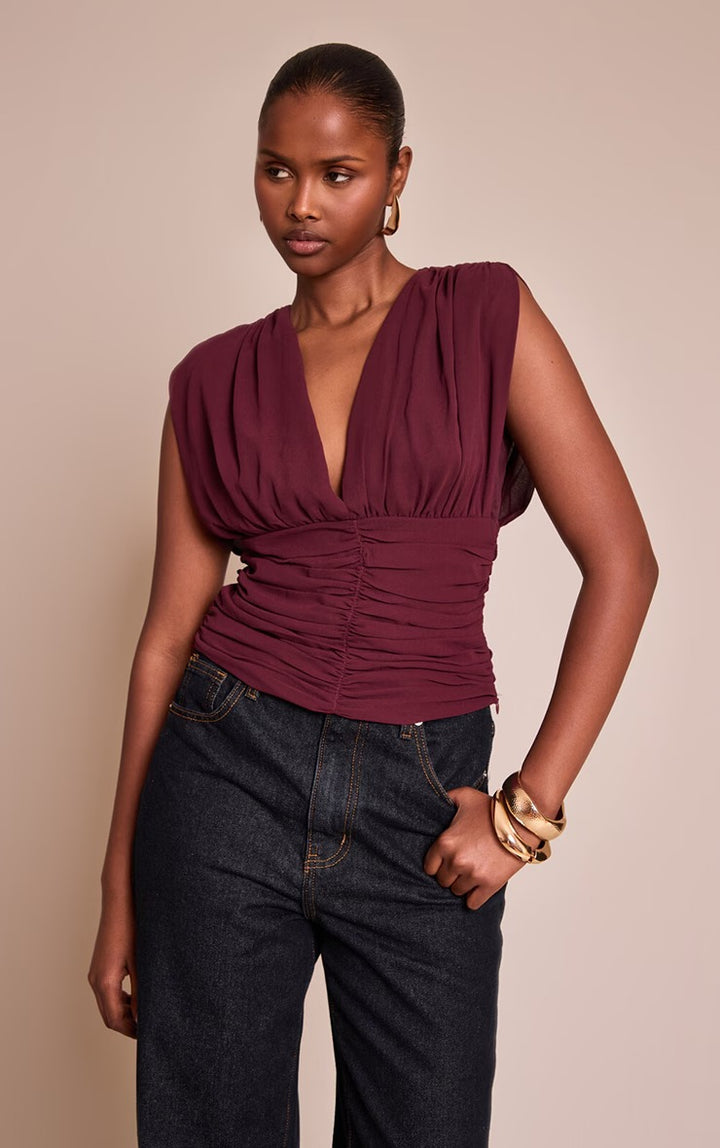 Dame Smart Bluse med Rynk Skovae