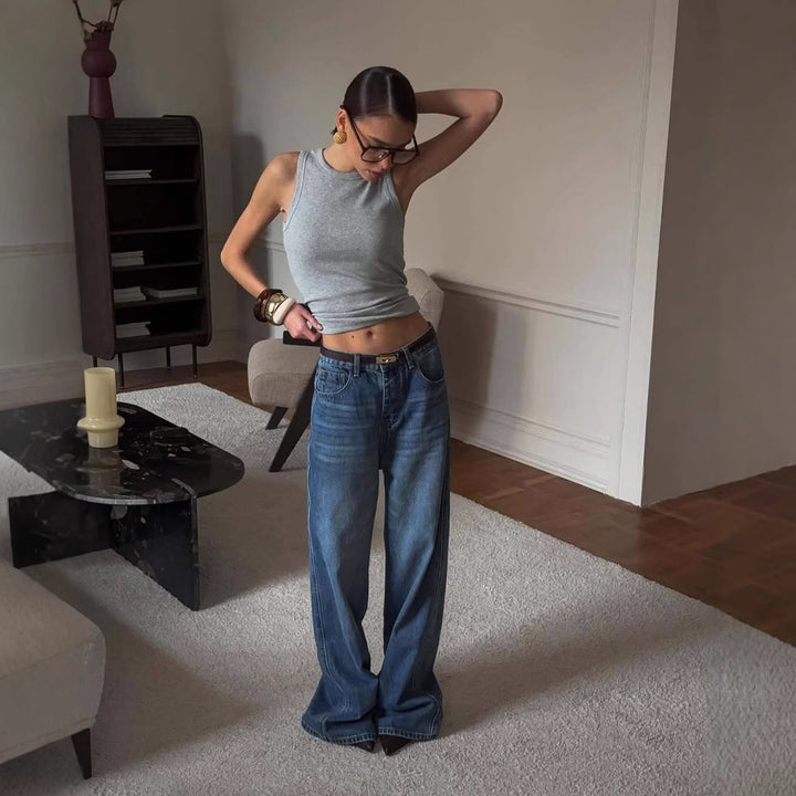 Kvinders brede jeans med høj talje og afslappet pasform Stilla