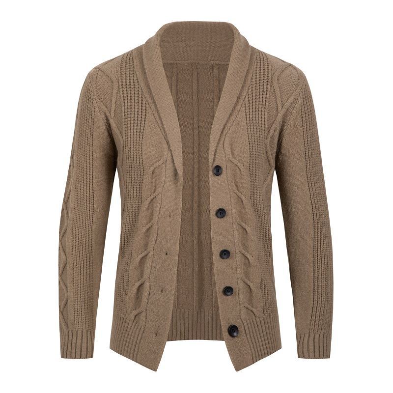 Herre Struktureret Kabelstrik Cardigan Pullover Stilla