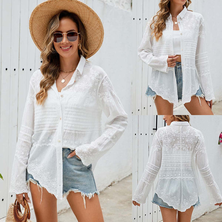 Dame Broderet let sommerbluse Stilla