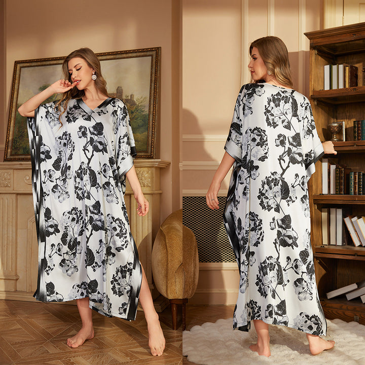 Dame Kaftan med elegant blomsterdesign og taljebælte Stilla