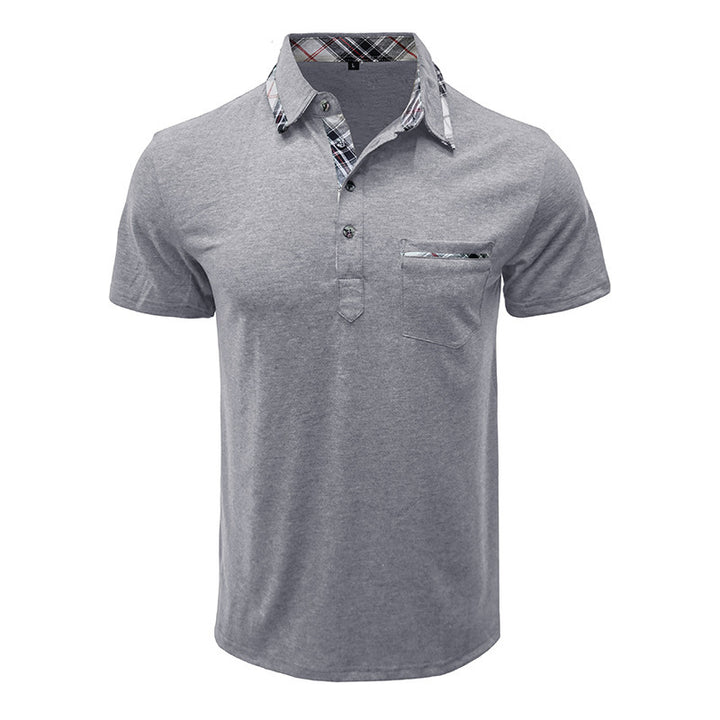 Herrer Polo-shirt med stilfuld ternet detalje og brystlomme Stilla