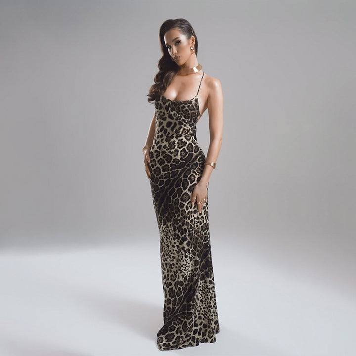 Dame Leopardmønster Maxi Natkjole Stilla