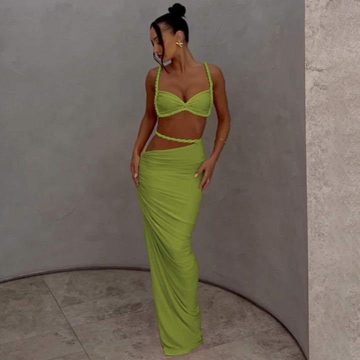 Dame trapformet aftenkjole med trendy farvegradient og elegant drapering Stilla