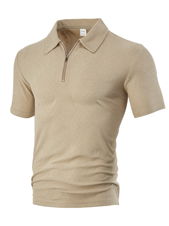 Herrer Polo-Shirt med elegant lynlås og struktureret design Stilla