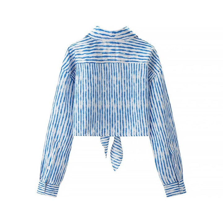 Femme Cropped Button-Up Tie-Front Shirt Stilla