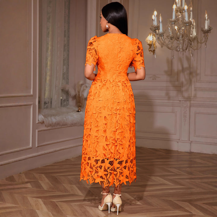 Dame spids maxi-kjole med blomsterdesign Skovae