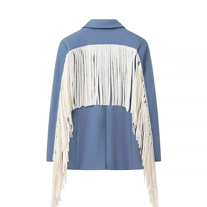 Dame elegant blazerjakke med frynset detaljer Stilla