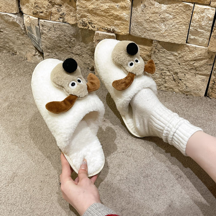 Dame hjemmesko med sjov hundedesign Stilla