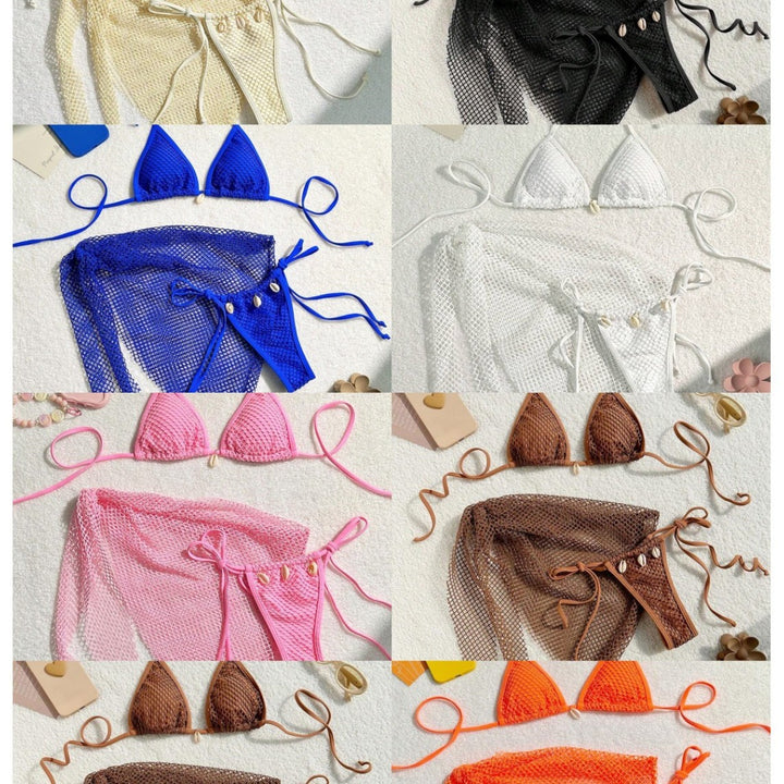 Dame Bikini-sæt med moderigtigt netdesign og elegante smykkedetaljer Stilla