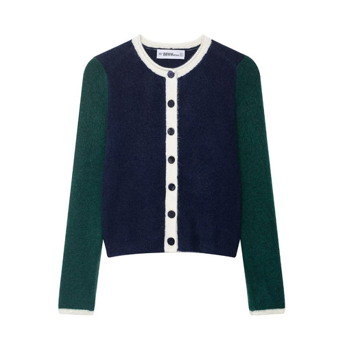 Kvinders elegante cardigan med kontrasterende ærmer Stilla