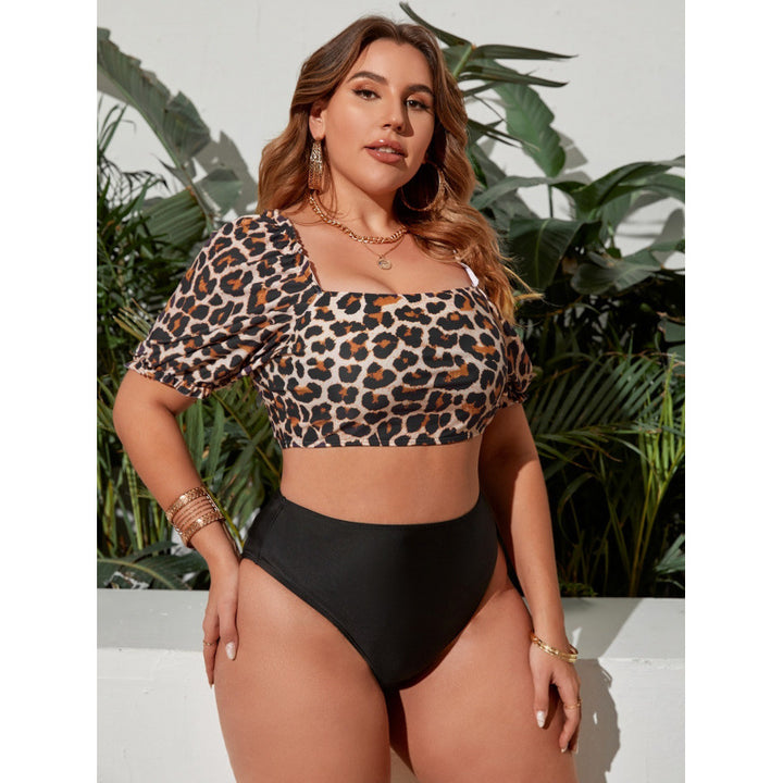Dame Crop-Top bikini med puffærmer og høj talje Skovae