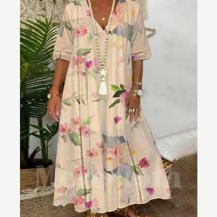 Dame maxikjole med blomsterede mønstre Stilla