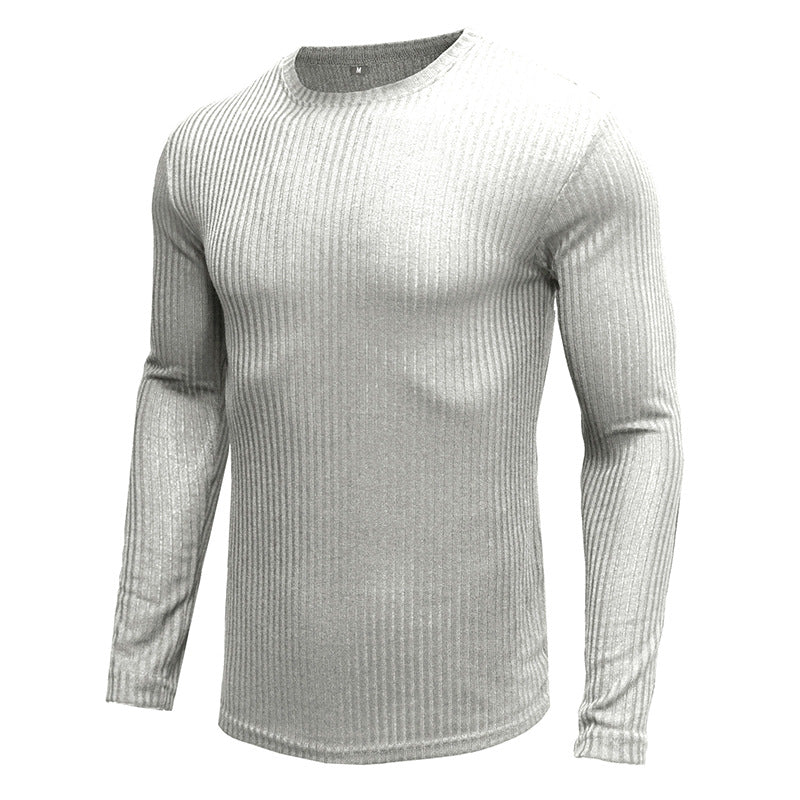 Herrer Langærmet shirt med raffineret rib-design og tætsiddende pasform Stilla