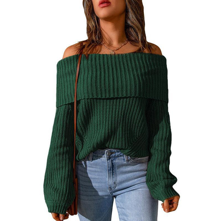 Dame Off-Shoulder Strikpullover Stilla