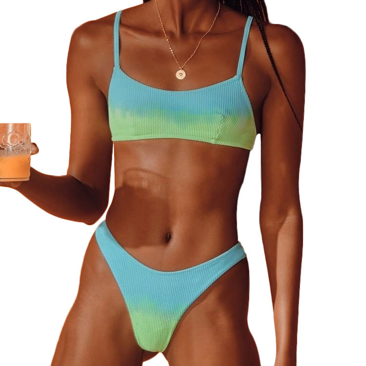 Dame Rib-optik Bikini Overdel og Underdel Skovae