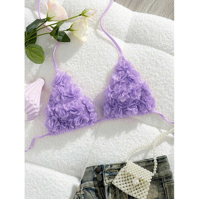 Dame Triangle-Bikini-top med blomsterapplikationer Skovae