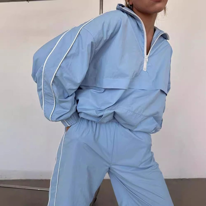 Dame sporty anorak jakke med lynlås og ribbede ærmer Skovae
