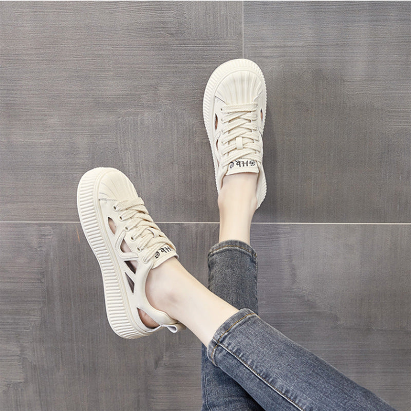 Dame Sporty Plateau-Sneakers med åndbar struktur og trendy design Stilla