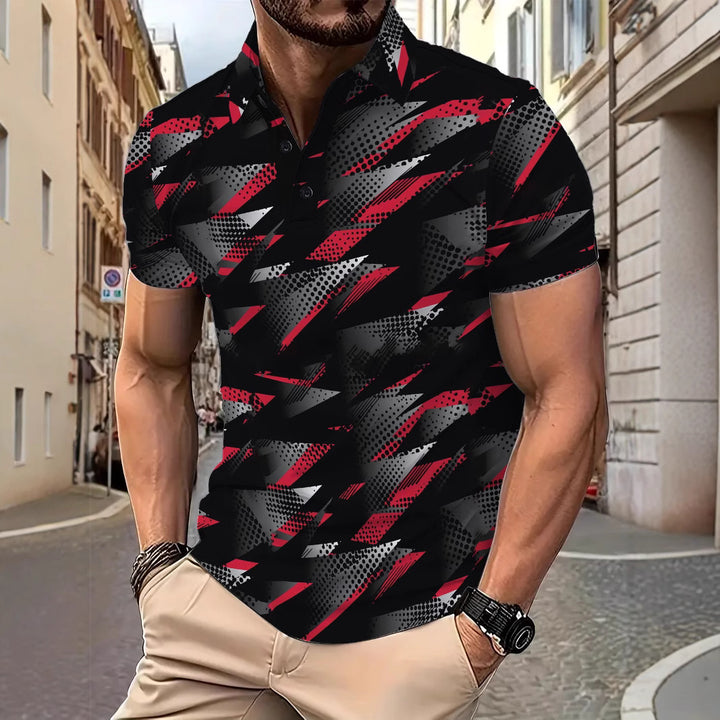 Herren Poloshirt med moderne dynamisk grafikdesign Stilla
