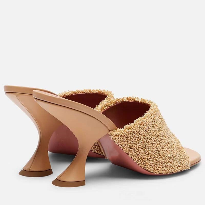 Femme Teksturerede Åbne Tå Slide Sandaler Stilla