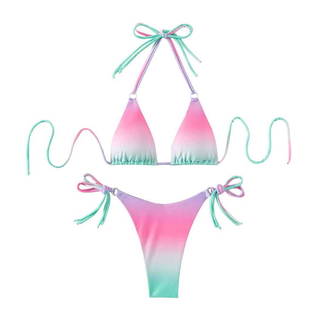 Dame triangel-bikini med individuelt justerbart bindesystem og moderigtig farveovergang Skovae