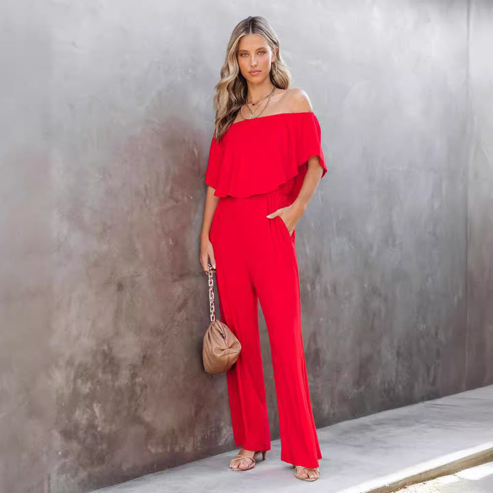 Dame afslappet Off-Shoulder Jumpsuit med bred ben og elegant snit Stiila