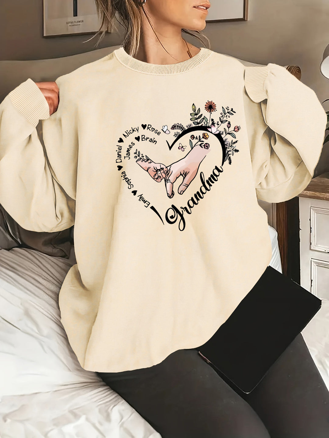 Kvinder's afslappet sweater med blomstermotiver Stilla