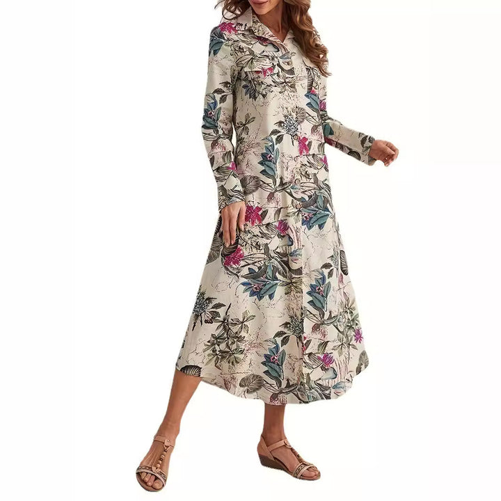 Femme Langærmet Blomster Maxi Kjole Stilla