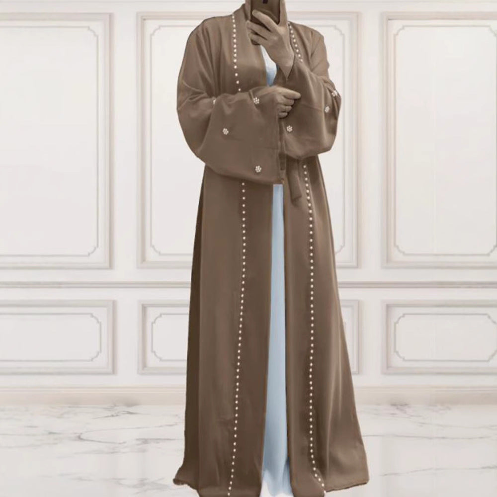Dame elegant skåret kaftan-jakke med dekorative perle detaljer Stilla
