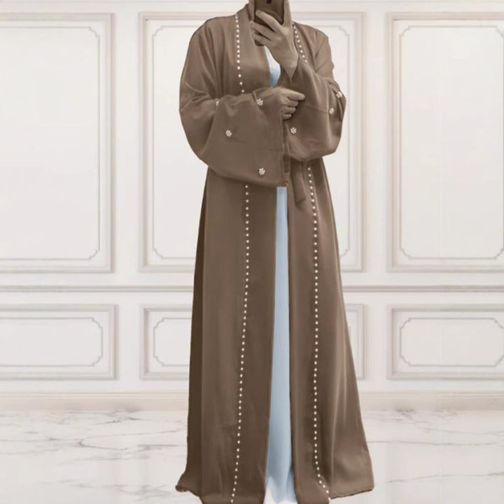 Dame elegant skåret kaftan-jakke med dekorative perle detaljer Stilla
