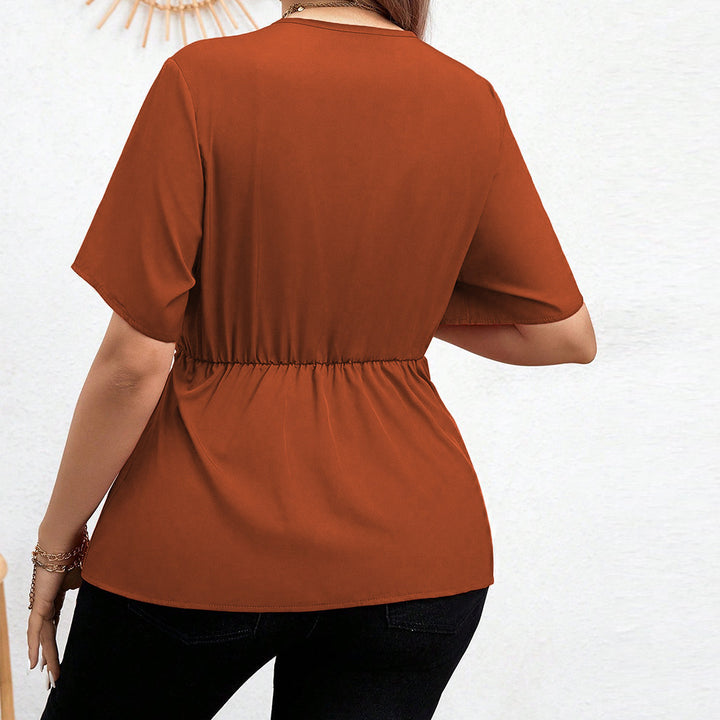 Dame indpakningsbluse med elegant talje og flydende stof Stilla