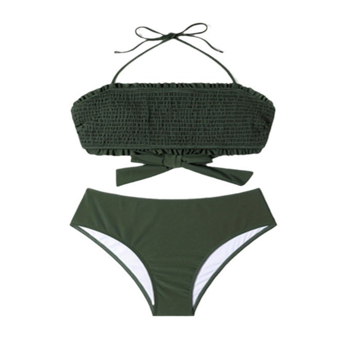 Dame Bandeau-bikini med legende flæser og moderne binde bånd Skovae