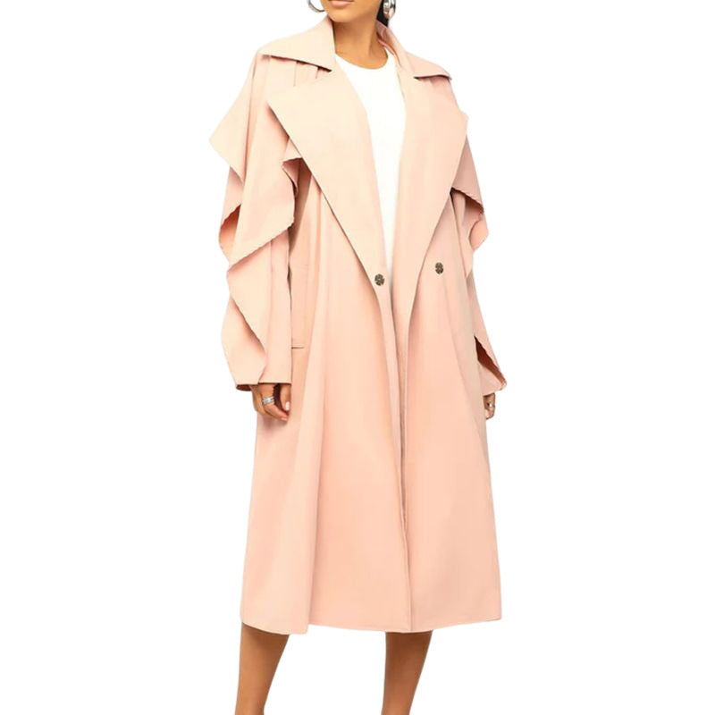 Damer elegant trenchcoat med brede ærmer og taljebælte Stilla