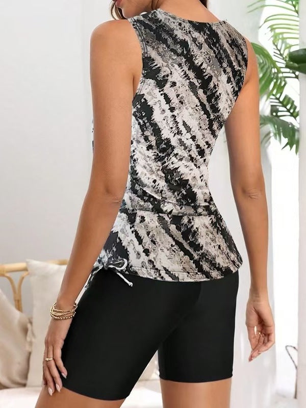 Dame Sporty tanktop med rynker og kvalitets cykelshorts Stilla