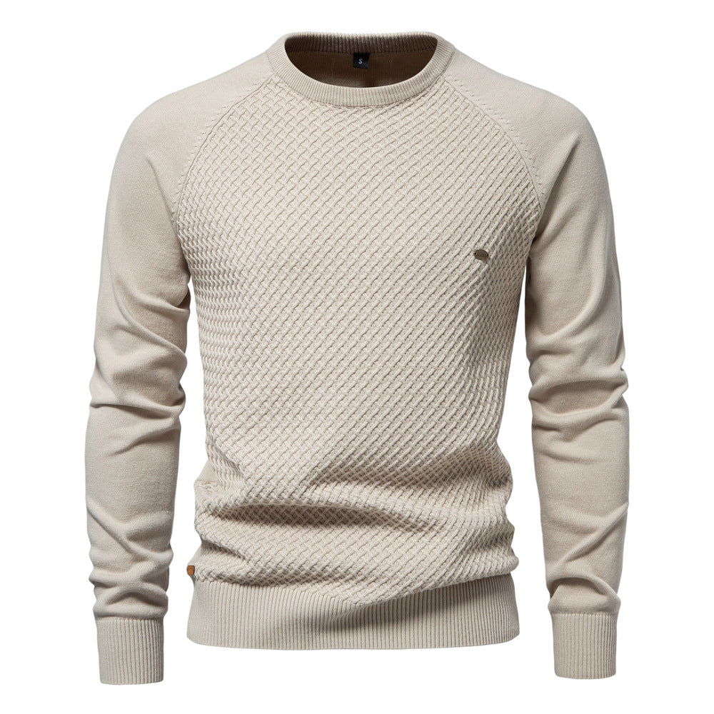 Herrer strukturpullover med moderne vaffelmønster og rund halsudskæring Stilla