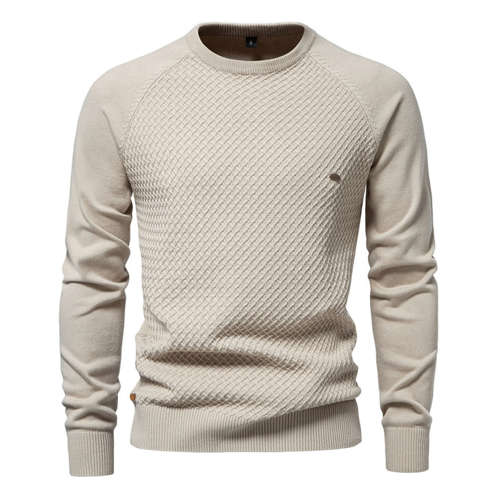 Herrer strukturpullover med moderne vaffelmønster og rund halsudskæring Stilla