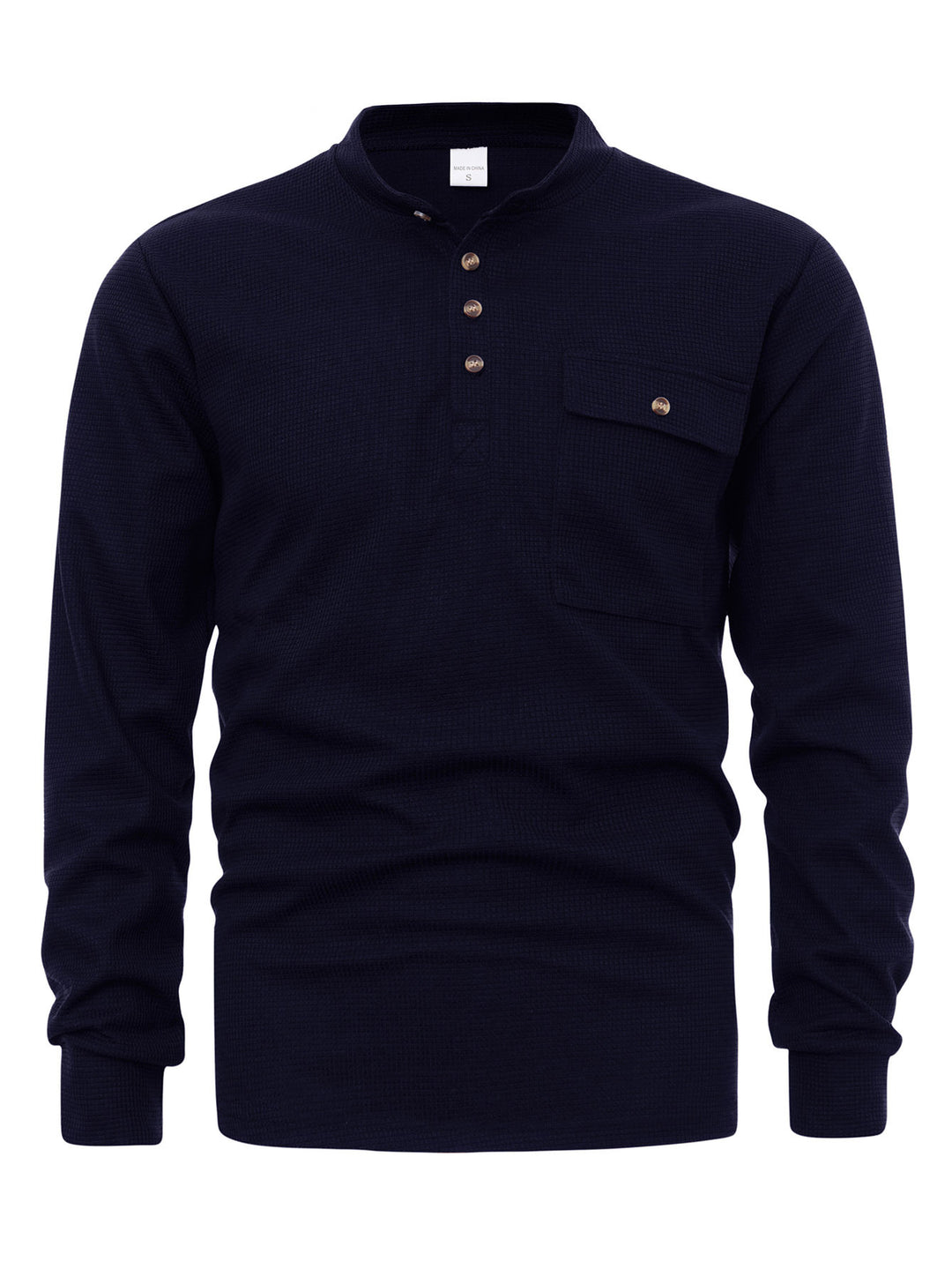 Herrer Langærmet Henley skjorte med struktureret design og praktisk brystlomme Stilla